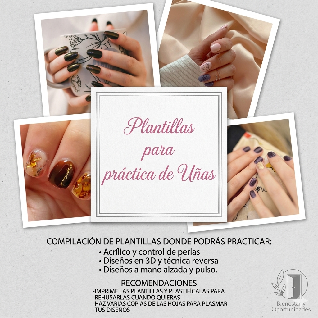 Pack Premium: 22 Plantillas de Práctica para Manicuría (PDF Imprimible)